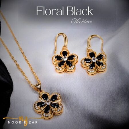 Floral Black Necklace