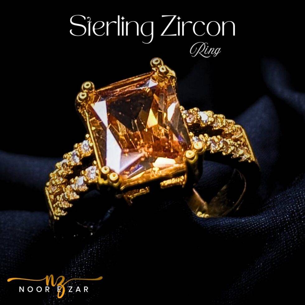 Sterling Zircon Gold Plated 1 Karat Ring for Women
