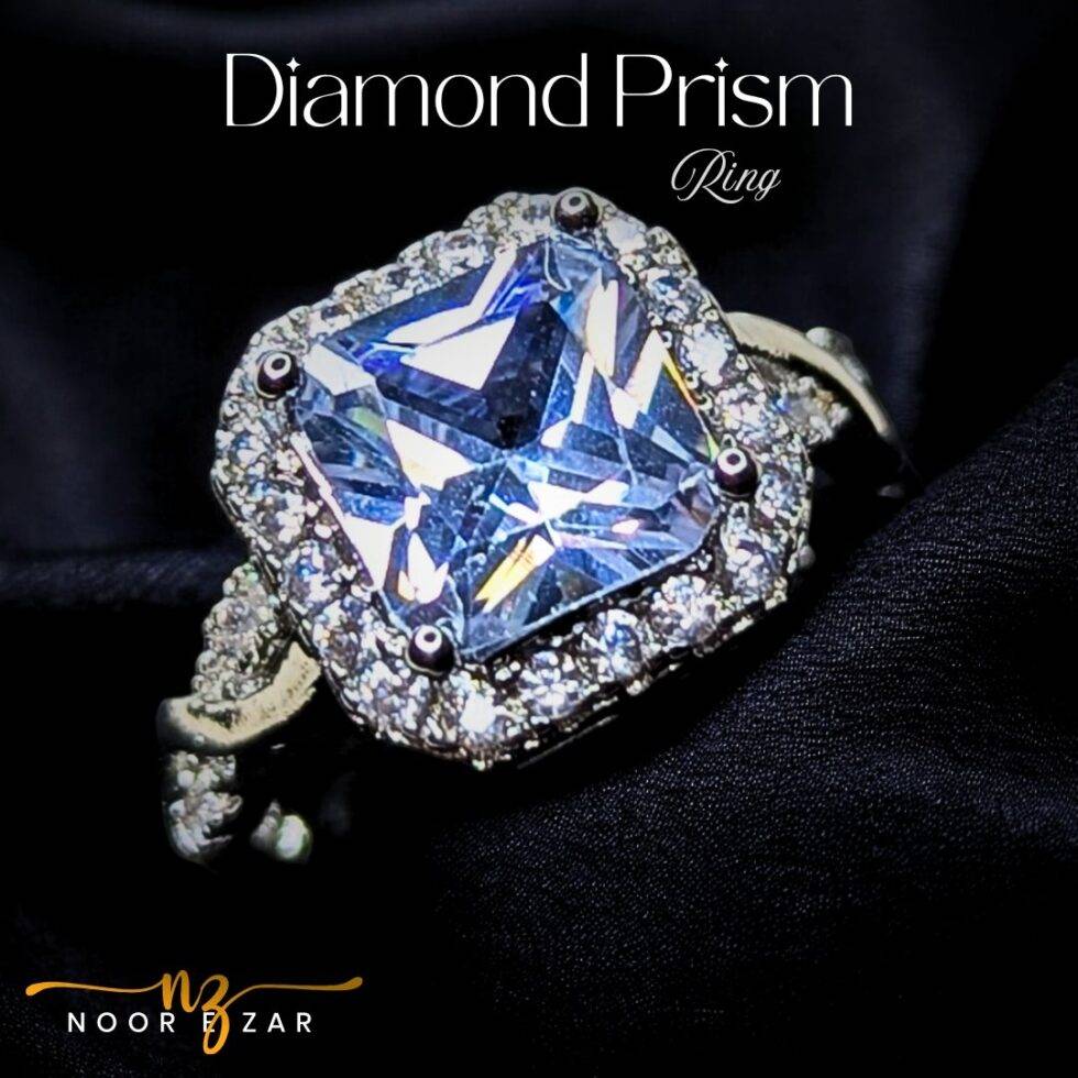 Diamond Prism Silver Plated 1 Karat Ring For Women