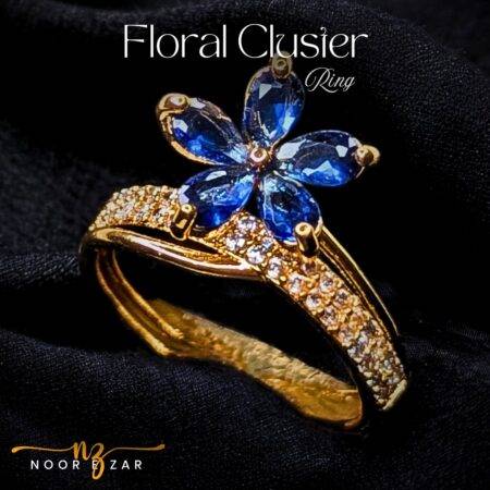 Floral Cluster Gold Plated 1 Karat Ring for Women