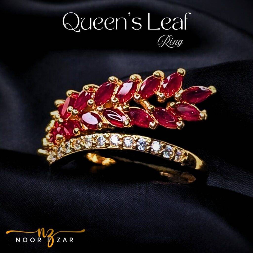Queen's Leaf Gold Plated 1 Karat Ring for Women