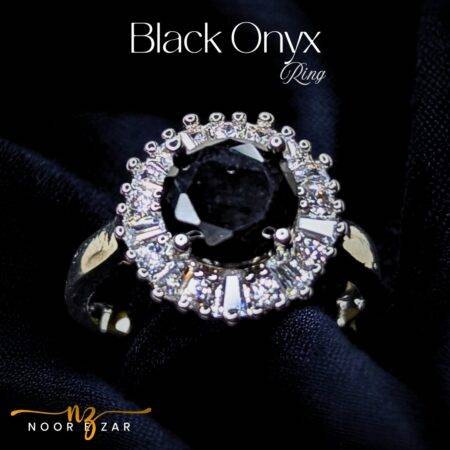 Black Onyx Silver Plated 1 Karat Ring for Women