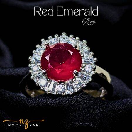 Red Emerald Silver Plated 1 Karat Ring for Women