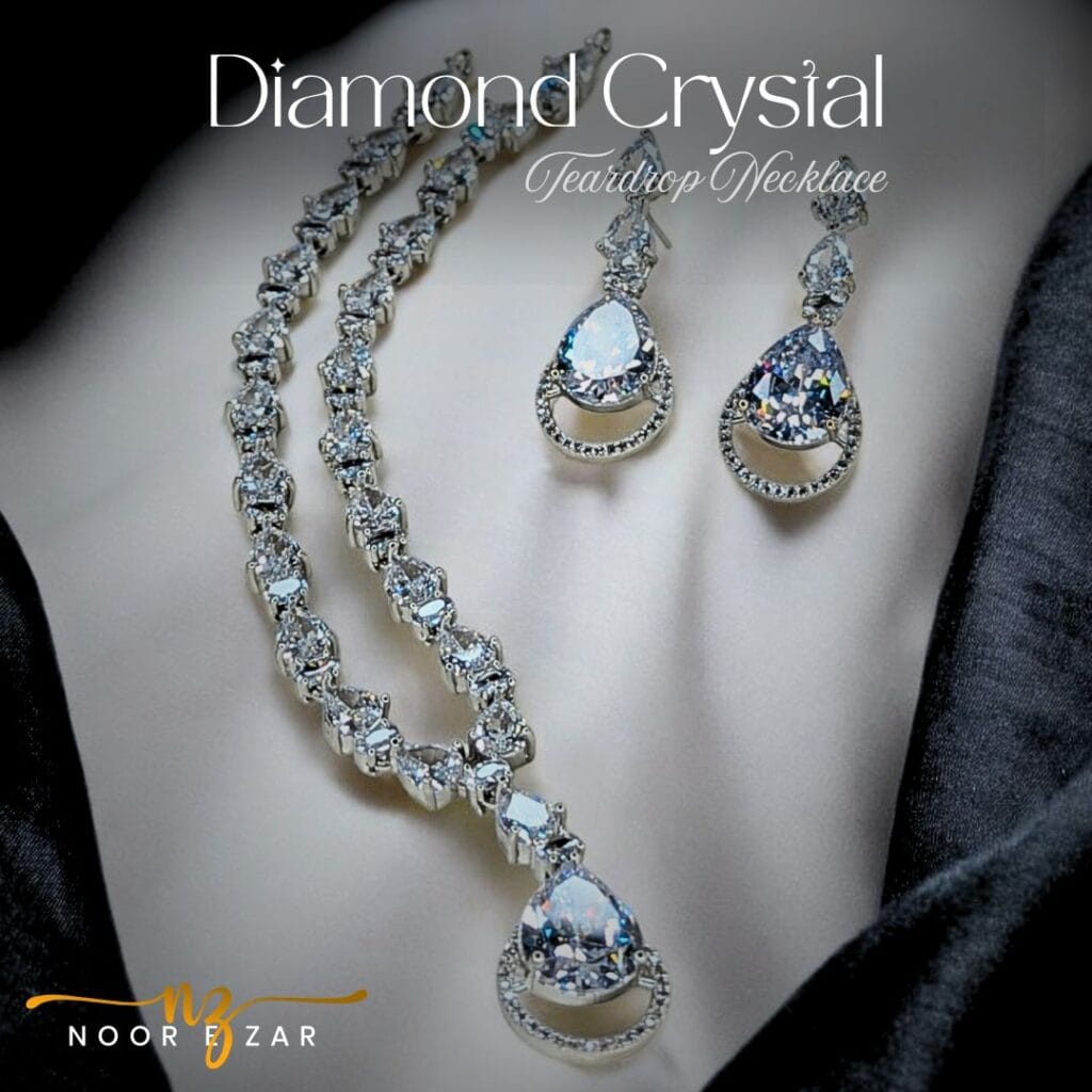Diamond Crystal Tear Drop Necklace by NooreZar