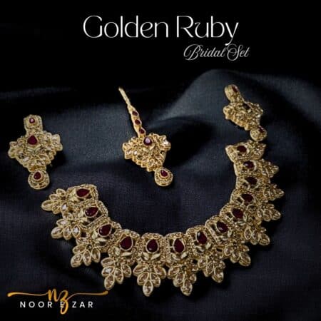 Golden Ruby Bridal Necklace