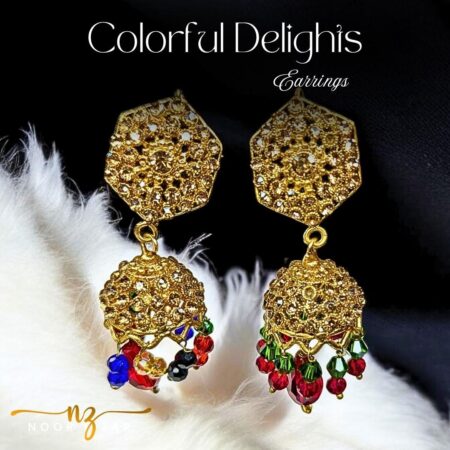 Colorful Delights Gold Earrings
