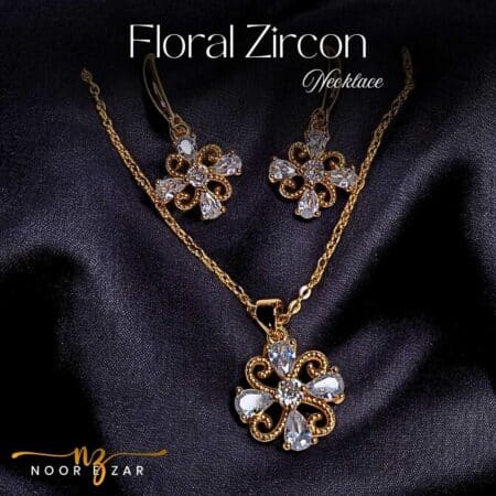 Floral Zircon Gold Necklace
