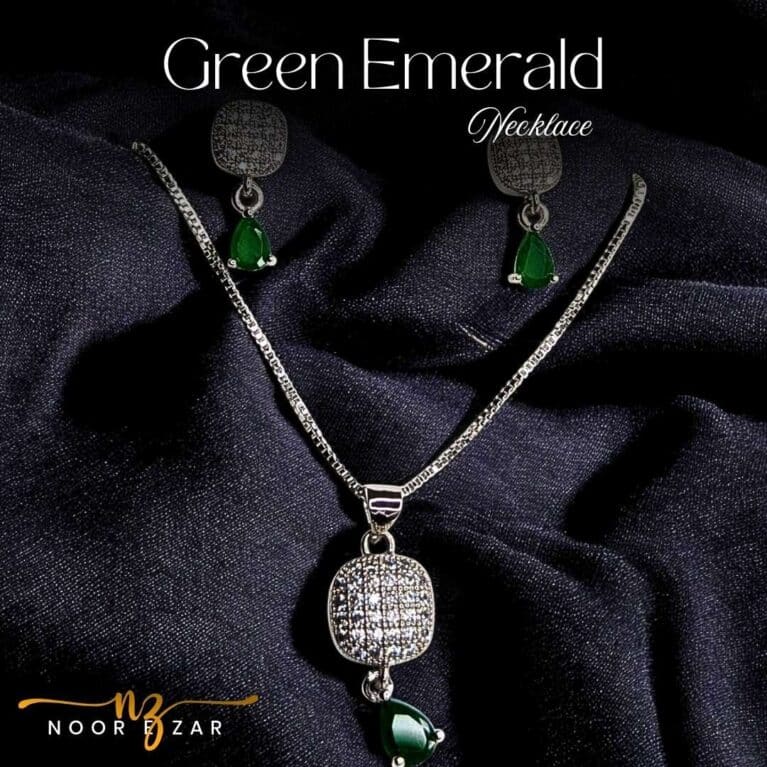 Green Emerald Silver Necklace