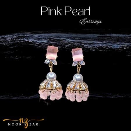Pink Pearl Gold Earrings