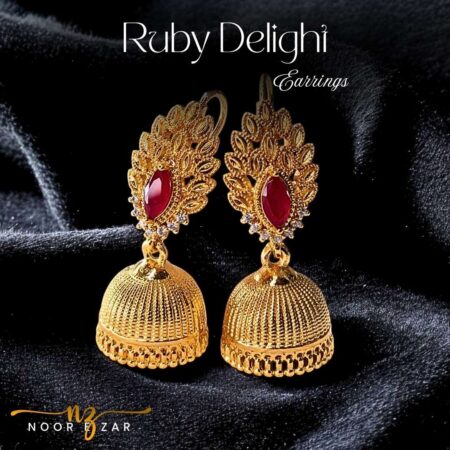 Ruby Delight Gold Earrings