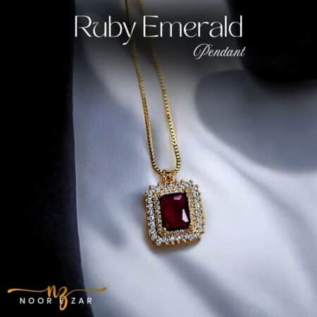 Ruby Emerald Pendant Chain Necklace