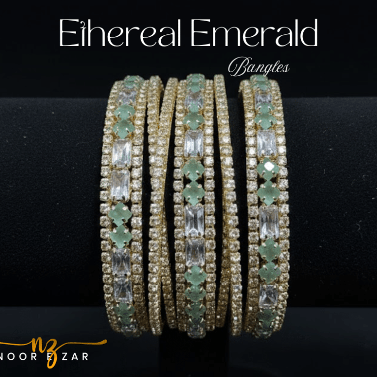 ethereal emerald bangles set