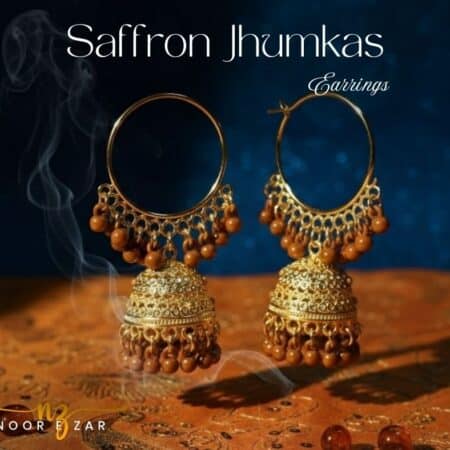 saffron jhumkas earrings