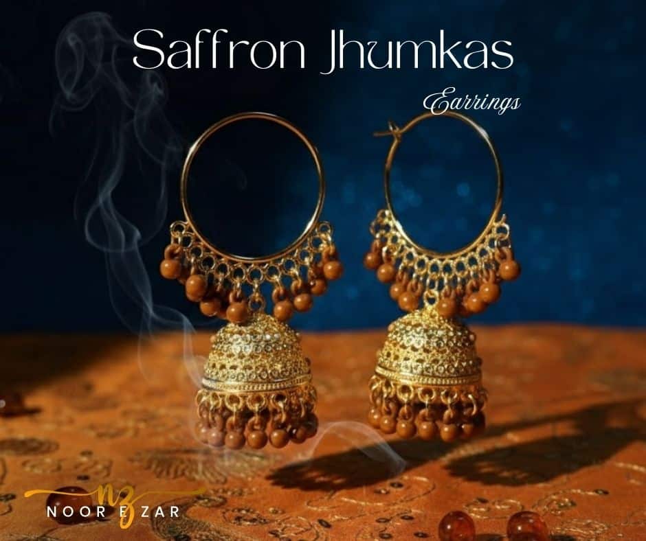 saffron jhumkas earrings