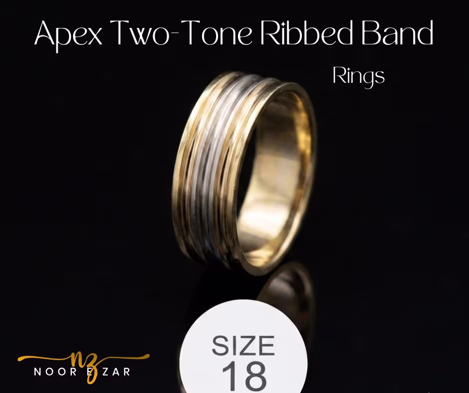 Apex Two-Tone Ribbed Band ring 18