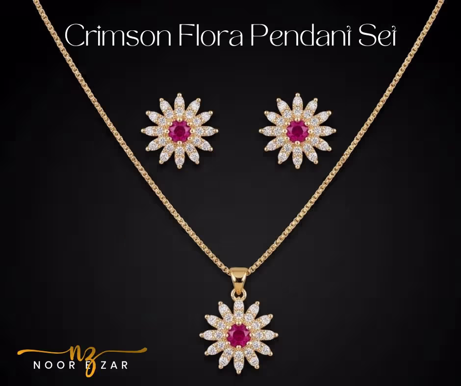 Crimson Flora Pendant Set