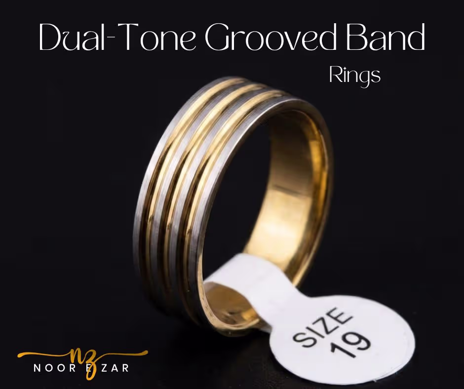Dual-Tone Grooved Band Ring