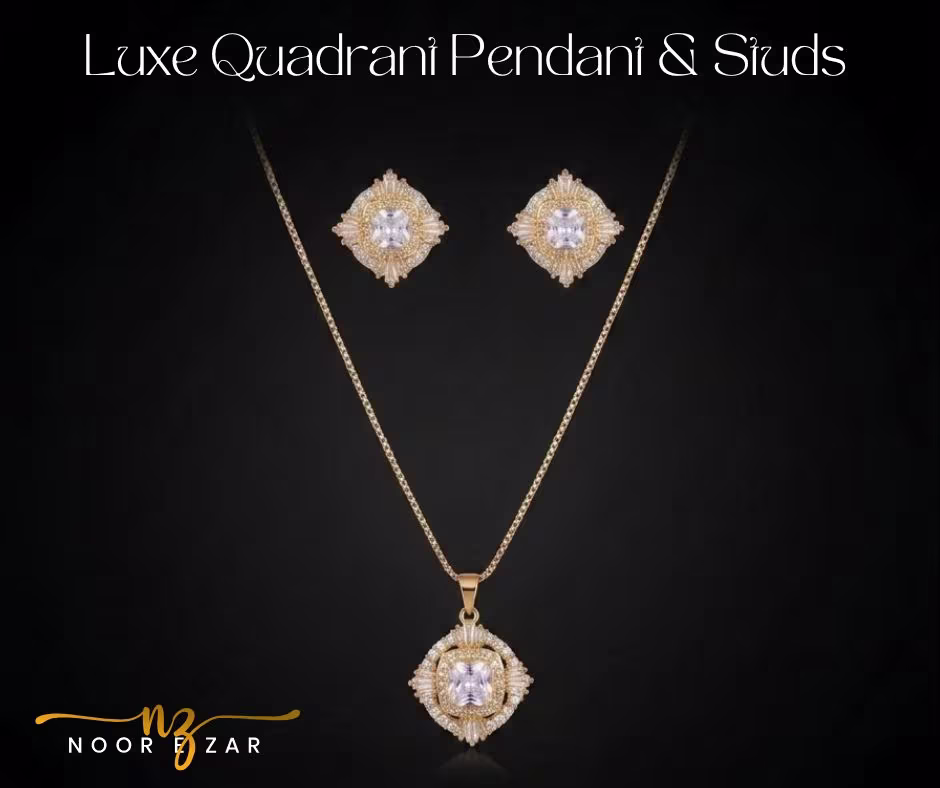 Luxe Quadrant Pendant & Studs