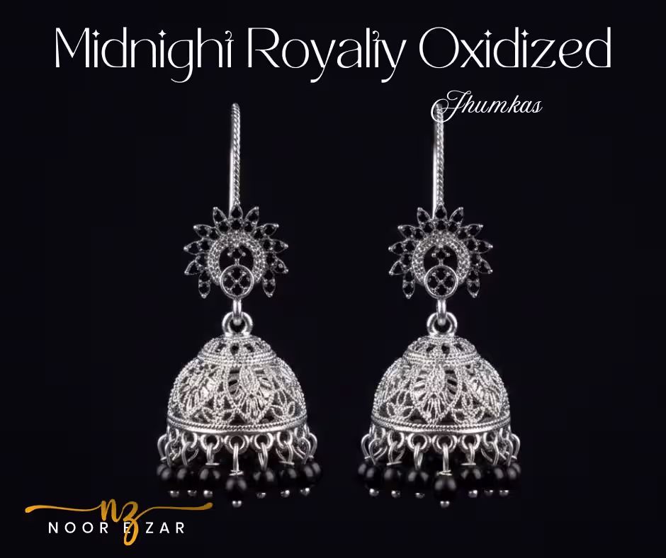 Midnight Royalty Oxidized Jhumkas