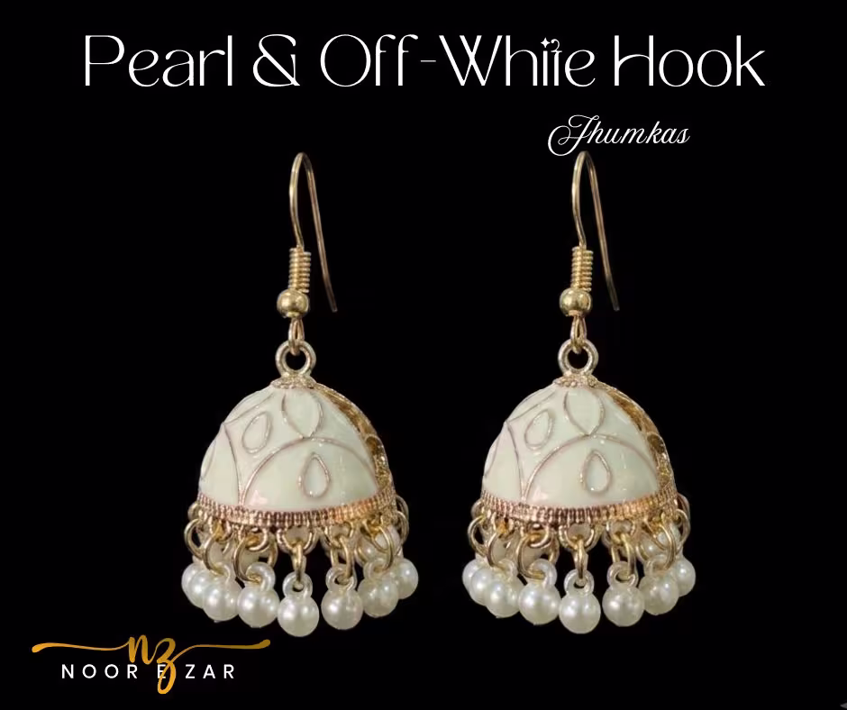 Pearl & Off-White Hook jhumkas