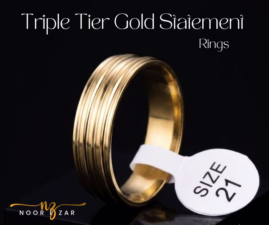Triple Tier Gold Statement Ring